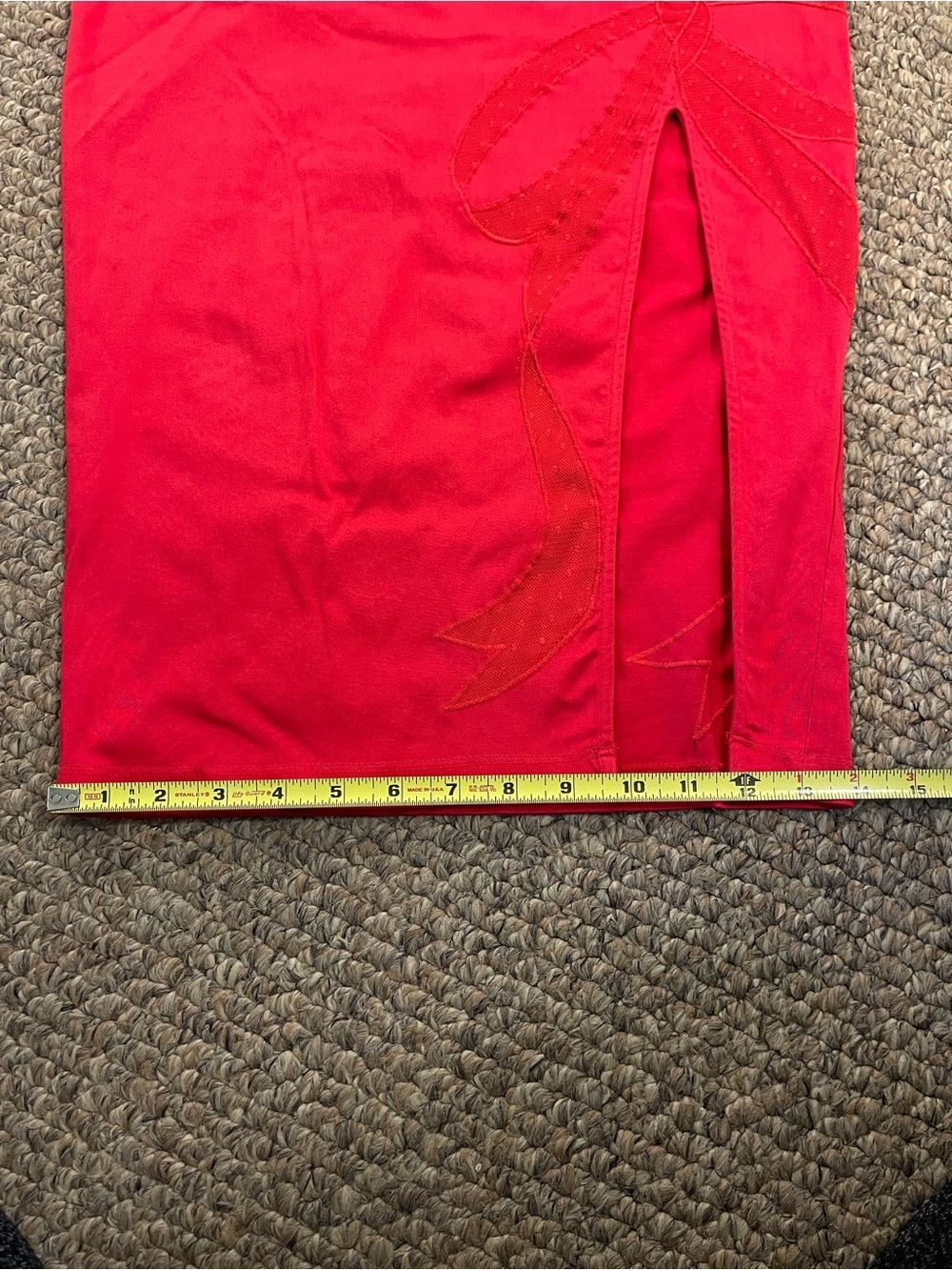 Anthropologie Maeve Red Bow Midi Pencil Skirt Embroidered Side Slit Size XS - Picture 14 of 16